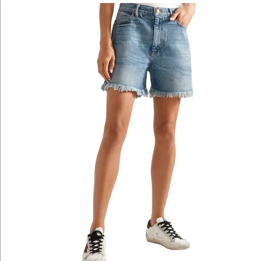 The Great. Denim frayed shorts